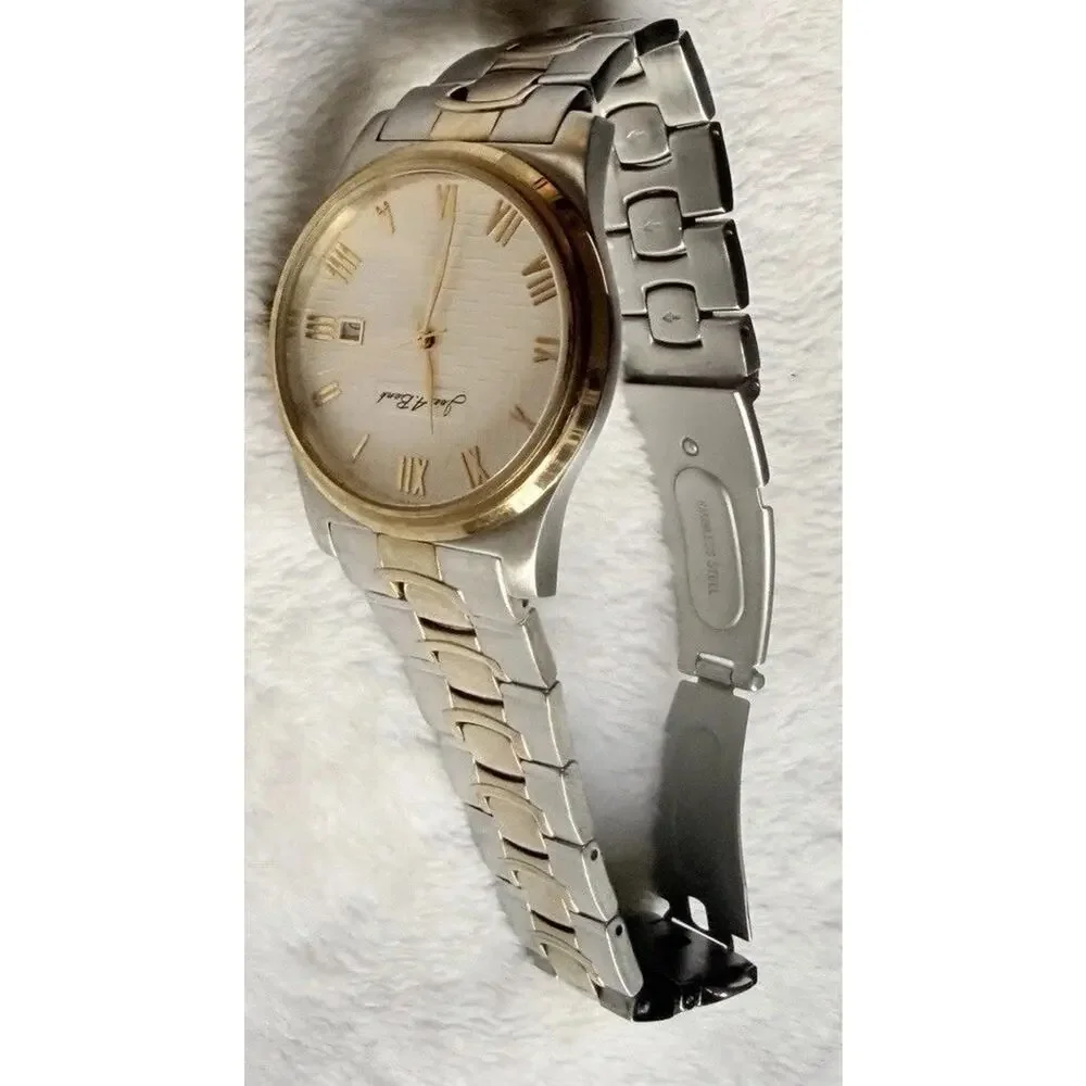 Jos A Bank Quartz Watch Two Tone Gold & Silver New Battery